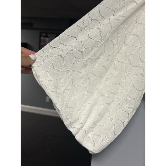 W5 Anthropologie‎ White Twist Front Lace Puff Sleeve Top Women's Medium Sample - Picture 9 of 9